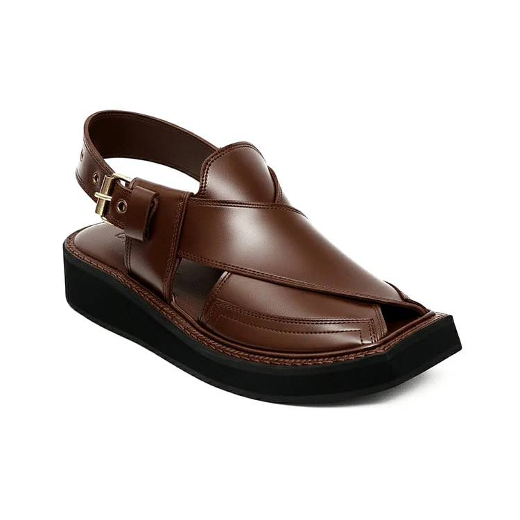 Handmade Iconic Brown Kaptaan Chappal – 092273 - Image 2
