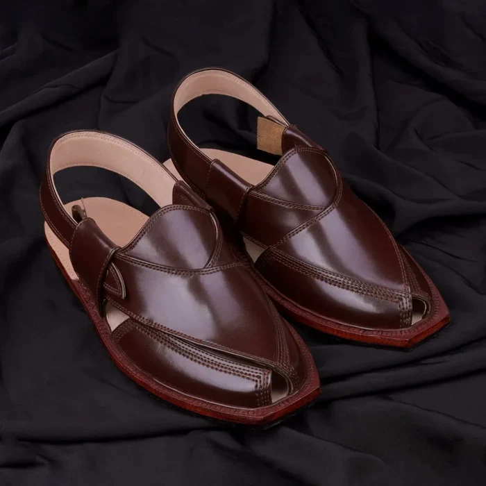 Handmade Brown Quetta Norozi Leather Chappal – 092146 - Image 3