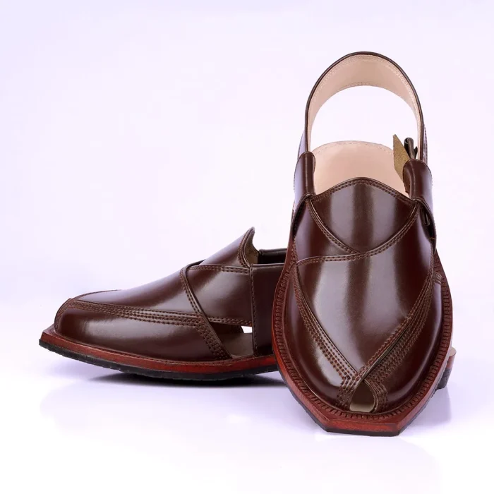 Handmade Brown Quetta Norozi Leather Chappal – 092146