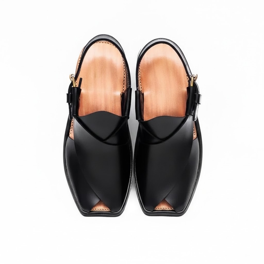 Black Charsadda Gol T Chappal – 092242 - Image 2