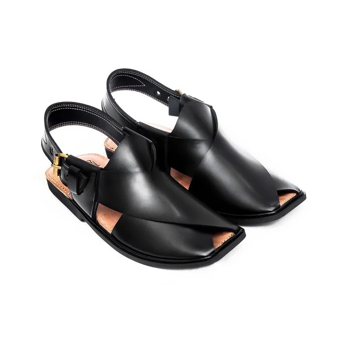 Black Charsadda Gol T Chappal