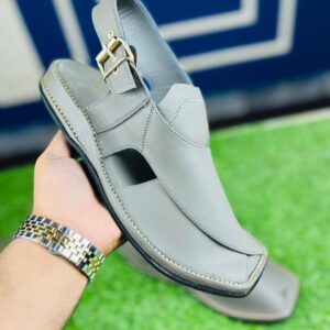 Premium Zardari Style Peshawari Chappal – Slate Grey