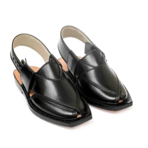 Handmade Black Norozi Chappal With Leather Sole