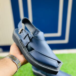 Premium Navy Blue Kaptan Chappal – Handcrafted Peshawari Heritage