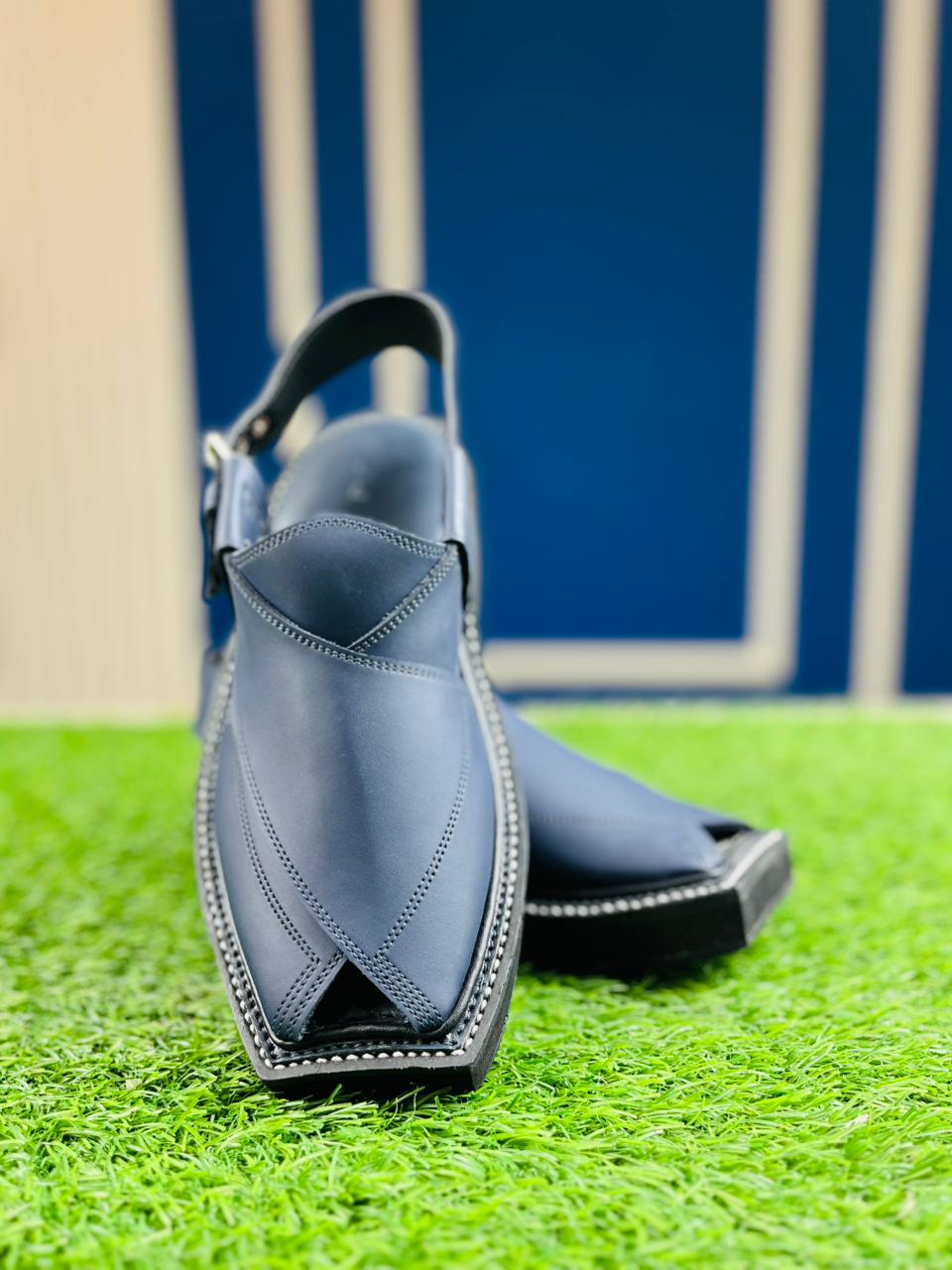 Premium Navy Blue Kaptan Chappal – Handcrafted Peshawari Heritage - Image 4