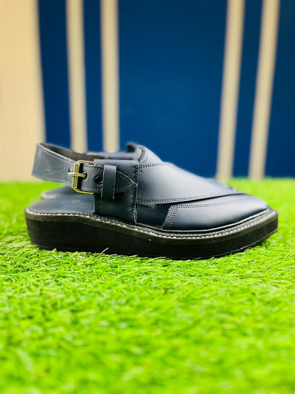 Premium Navy Blue Kaptan Chappal – Handcrafted Peshawari Heritage - Image 5