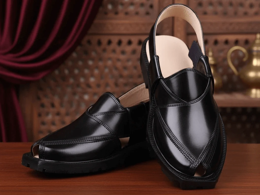 High Lustre Black Quetta Norozi Chappal