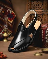 Handmade Classic Black Peshawari Chappal - Image 2