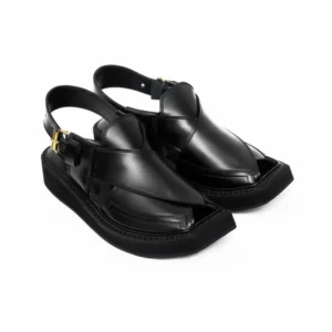Iconic Black Leather Kaptaan Chappal
