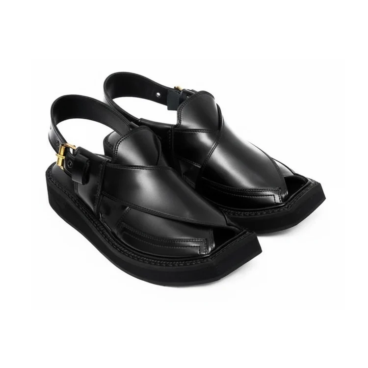 Iconic Black Leather Kaptaan Chappal