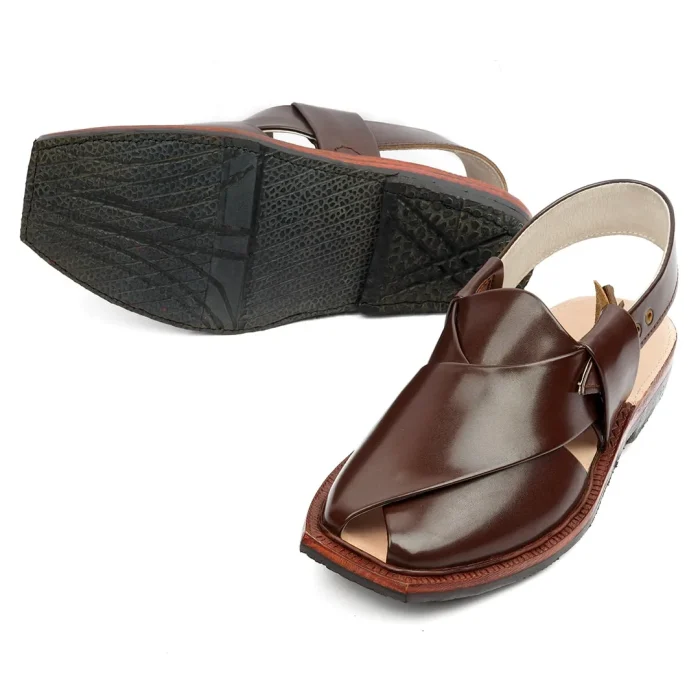 Hand Crafted Brown Shine Quetta Norozi Chappal