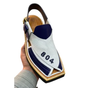 Special Edition "804" Textured White & Blue Peshawari Chappal – Khyber Wear Exclusive