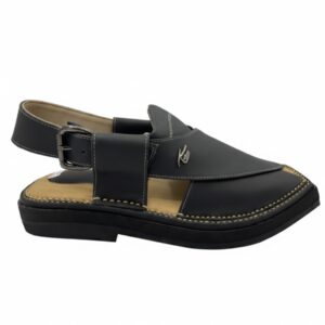 Signature Matte Black Kaptaan Chappal – Authentic Style at Khyber Wear